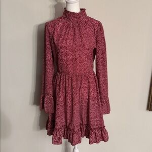 Elegant Red Floral Women's Dress